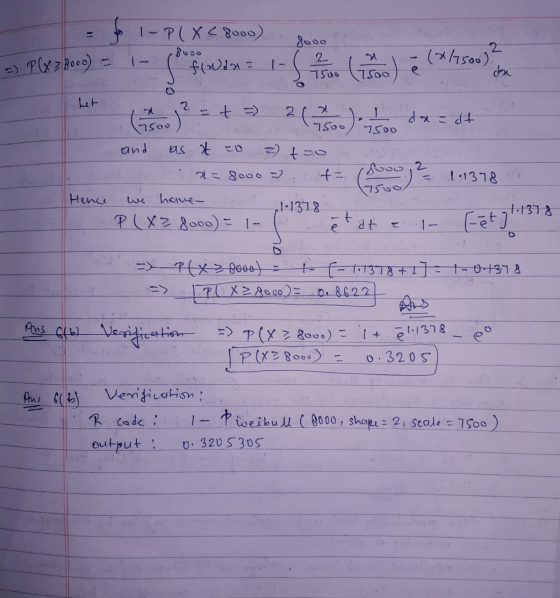 = f I-PLX < 8000) in 8.oo =) P(X28000) = 1- ( f(x3 - Coo het Gotowe = + => 240.) se dae dt and as t zo =) t=0 . x=8000 = += f