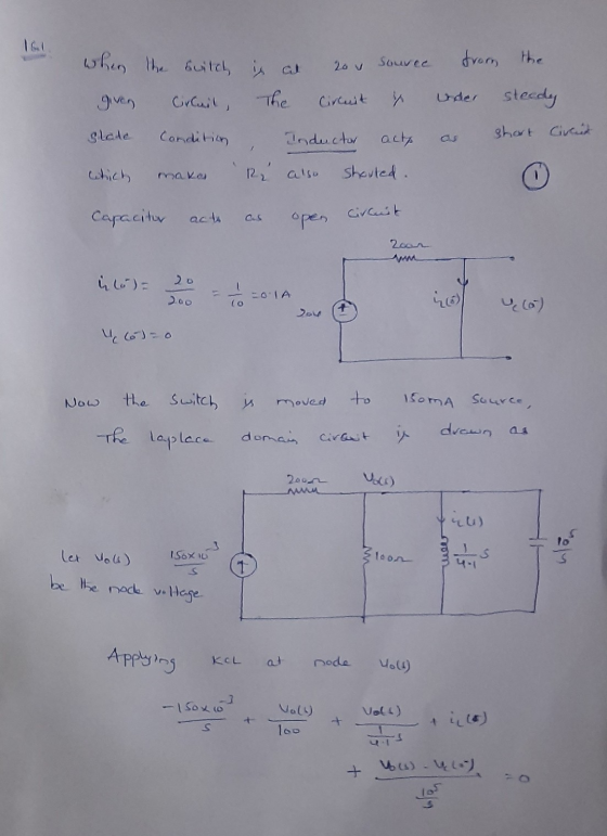 when Source 20v from the The switch is al The given رامینگور) Circuit uder steedy slote Condition Inductor acto short Circuit
