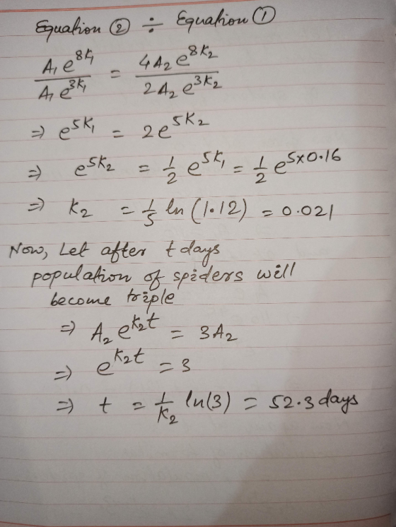 Suation ® - Equation > A 84 44208K2 A ek = 24₂ 83k2 eski = 265k2 eske = t - eski = 1 esxo.16 » Kz az ln (1012) = 0.021 Now, L