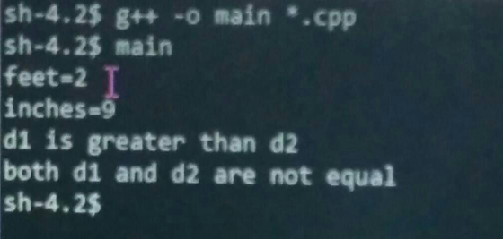 sh-4.25 gt+ -o main *.cpp sh-4.25 main feet-2 inches-g d1 is greater than d2 both di and d2 are not equal sh-4.2$
