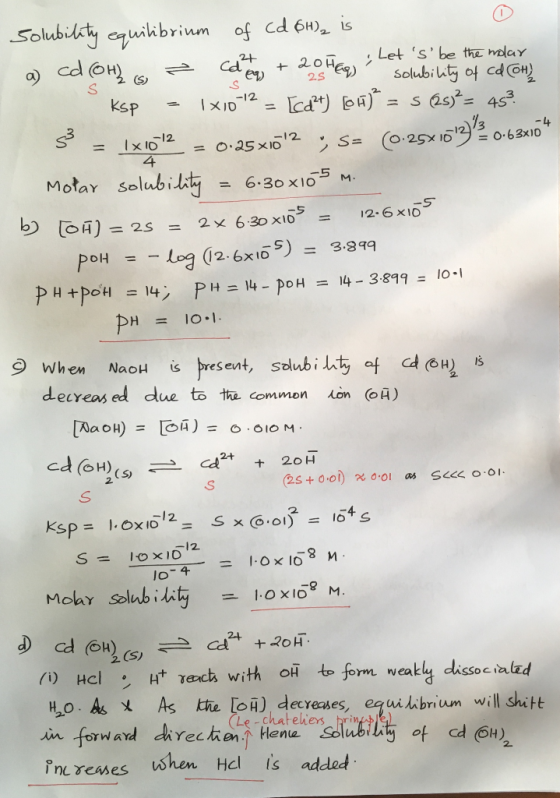 Let sbe the molay Co (OH 2.S -12. -12 v 4 MotaY Solubilst1-6.30 x105 M. b) ( = 2s = 2x 6.30 x105-12-6x10 6.30 X 105M- = 5 1