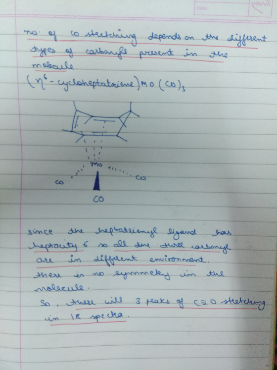 your no. of to stretching depends on types of carbonyls present in molecule. (no-cycloheptatoriene) mo (Co) the different the