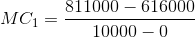 MC_{1} = \frac{811000-616000}{10000-0}