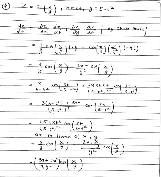(9 z = Sin Sinf g 453577=5=42 dz dt az du da at 22 T dy at { By Chain Suley = I cos Ścos (19) 6320013)(*)4-14) g - 3 costs а