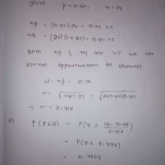 geven he = mp (6.42) 24 10.08S 1 3e681-(ct 0-1) (ho Both ane use we to Normat approxe binomta) ma tton (d-10tu aylo 40.re) a