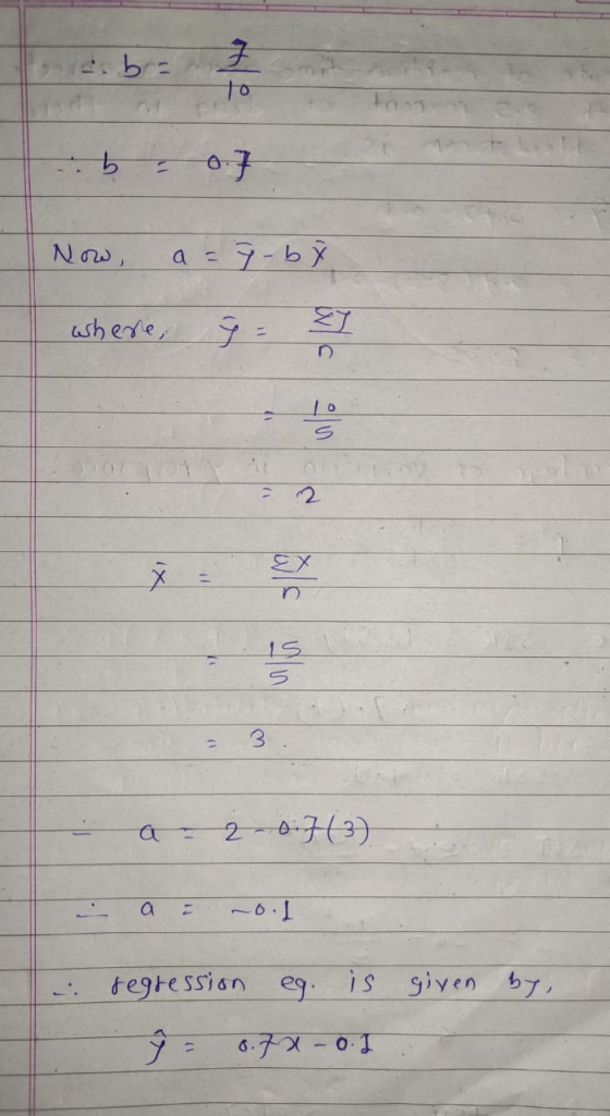 lenicabra to b 07 Now, 7 - b where; 9 = ZI n S 2. ix 11 n an 3 20.7 (3) a ~0.1 regression eg. is given by 9 - 0.72-01