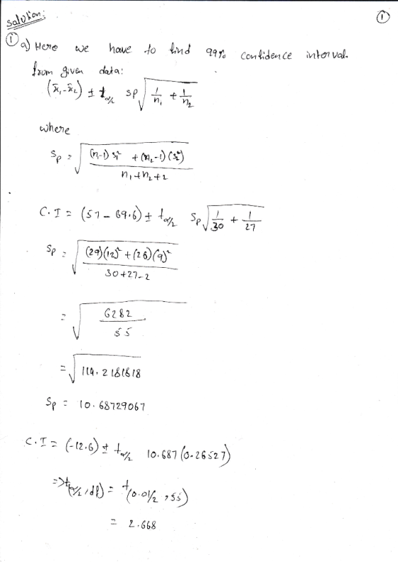 دانلود | 99% confidence interval a) Here we have to find from given data: (76, -22) i to sp/ h tt ha where (n-1) sum +16,-1)