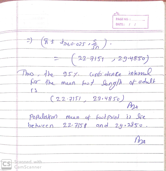 PAGE NO.: DATE: S Sn = (1 + $24,0.025 i ( 22 227151 29-4850) Thus, the 95%. for the mean tot length (22.7151 29,4850) M Popul