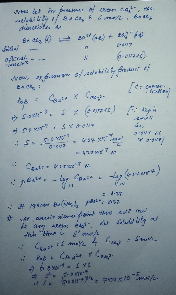 wow let in presence of excen cchr, the solubility of Bacon in s mohl. Bacon dissociates ar BOCOR (s) Bart (az) + 0 0. Smilia