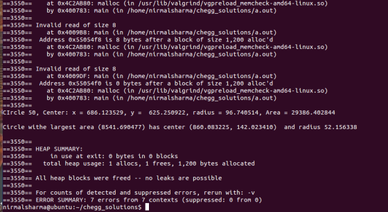 ==3550== at 0x4C2AB80 : malloc (in /usr/lib/valgrind/vgpreload-memcheck-and64-linux . so) 3550 by 0x400783: main (in /hone/ni