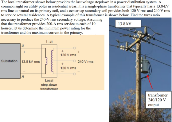 The local transformer shown below provides the last voltage stepdown in a power distribution system. A common sight on utilit