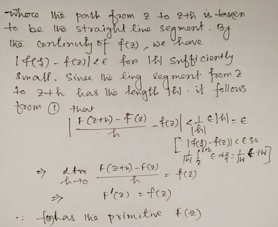 whose the path from a to 2th is taken to be the straight line segment. By the continuty of fez), we have 14es) - fealle for t