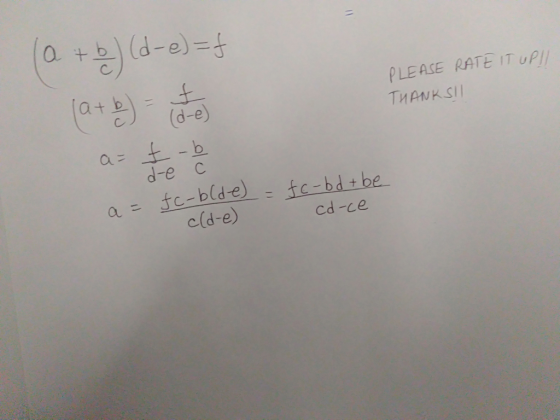 a+)d-e) PLEASE RATE IT uP THANK SII (a+ (d-e) d-e c fc-blde) cld-e) fc-bd+be Cd-ce
