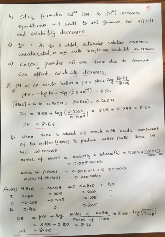As cd increases urnns ep uitib rium will shitt to ft Common on eftect) and solubi ity decreases Solution becomes uns atahat