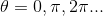 \theta = 0,\pi,2\pi...