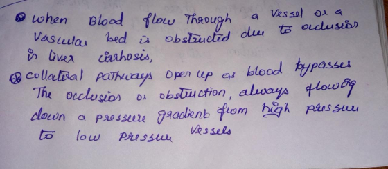 when Blood flow through a vessel ola. Vasula bed is obstructed due to acusior is liver cirrhosis, collateral pathways oper up