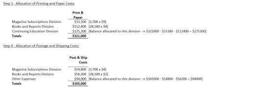 Step 3 - Allocation of Printing and Paper Costs: Magazine Subscriptions Division Books and Reports Division Continuing Educat