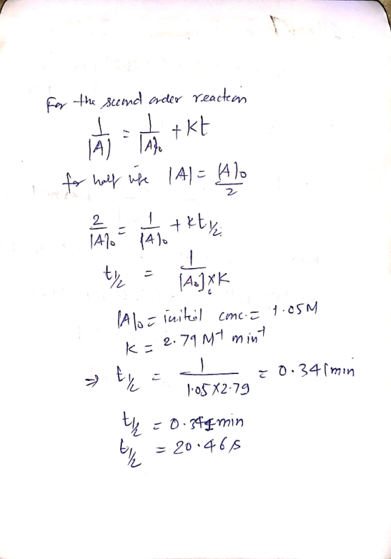 for the Blend order reaction in winterkt for his life (A1= Alo 1 1 1 1 1 ktv ty - Mangako 1470 1.05M Aloe initial come.= k=2.