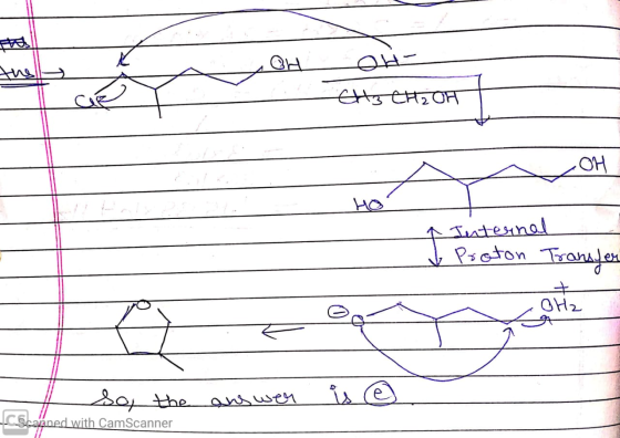 OH- CH3 CH2OH .OH I Preton Transfer Internal Proton ОН, से So, the CScanned with CamScanner answer is ③