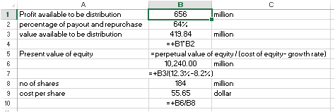 B 1 Profit available to be distribution 2 percentage of payout and repurchase 3 value available to be distribution 5 Present