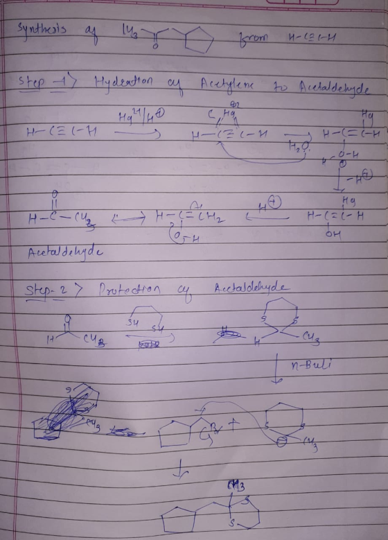Synthesis af or step t) Hydration ay from 4-121H Acetylene to Acetaldehyde 2 FO H-( (-1 - H-12 -11 - H-(=(-H u Hg H-(al-H H-C