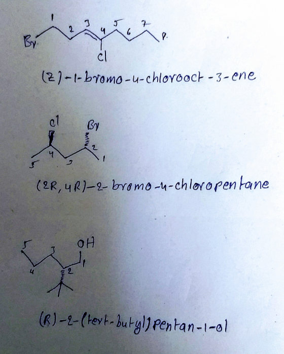 (2)--bromo-u-chlorooch - 3 - ene 01 By MAA (ER, 4R)-&- bromo-u-chloropentane u 22 (R)-2-(text-butyl) pentan-1-01