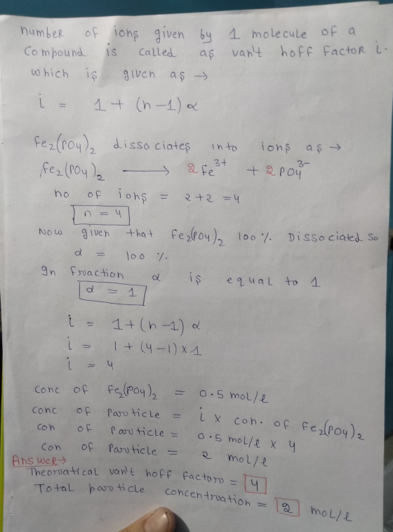 by as 1 molecule vant hoff of a factor lo number of ions given Compound is called which is given as i = 1 + (n-1) & fez(rou)