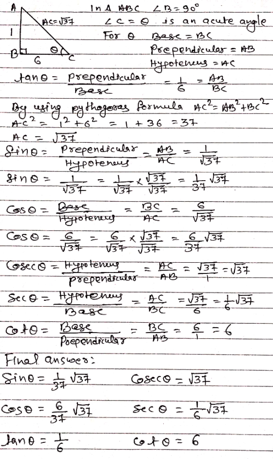 AC=137 ī In A ABC LB=90° Ass 137 CEO is an acute anple For o Base = BC Prependecular = 43 heug zac tano = prependicular . BC