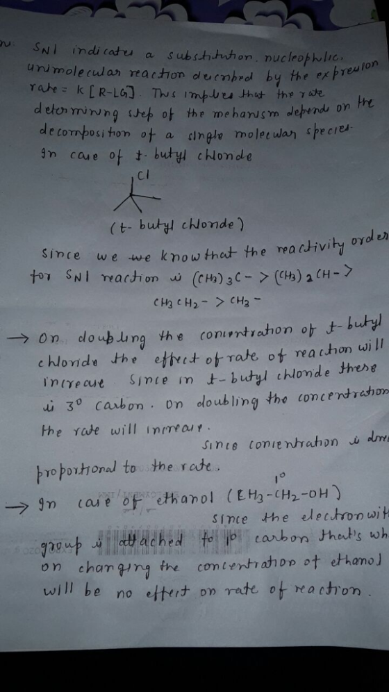 unimole cul an reaction dumbro by the e dete de combosi hon ot a dingle molecwar gn case ot t buty chlonde spe cr ej Cl Ct- b