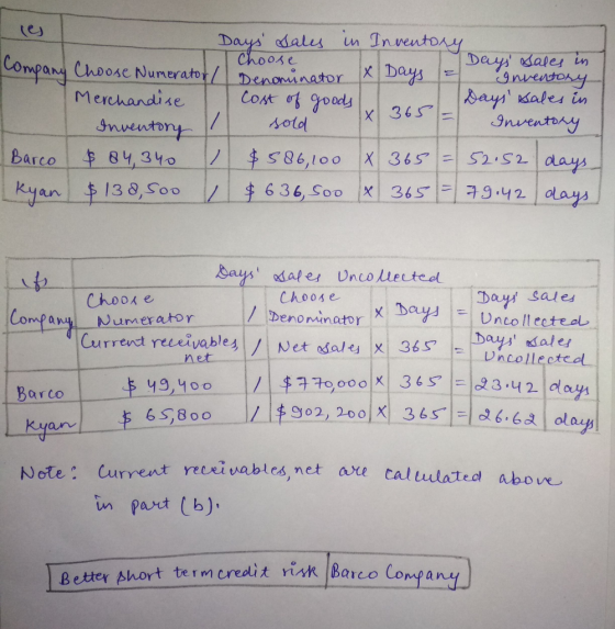 Company Chordlandine Days Sales in Inventory T Choose Days Sales in Company Choose Numerator/ Denominator X Days 2 Inventory