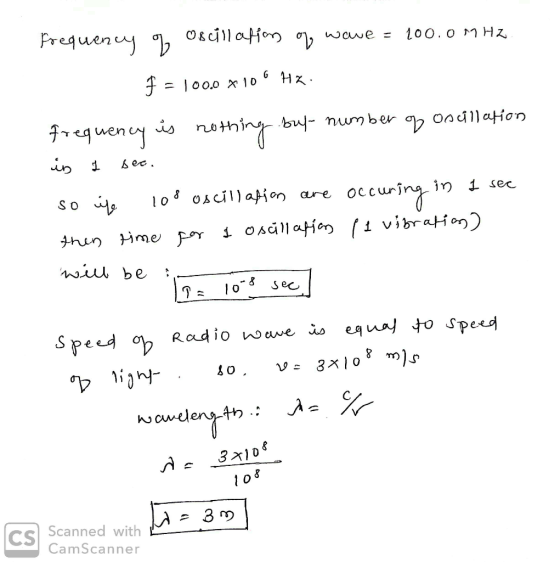 Frequency of Oscillation o, wawe = 100.0 MHz F = 100.0 * 100 HZ Frequency is nothing but number of oscillation is 1 sec. so i