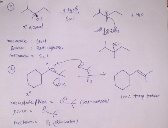 1thod SNI + 20 go alconal and loctor out nucleophile : Etor Solvent : Etely (aqueous) mechanism = SNI 4 uk 1004. trang produ