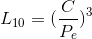 L_{10}=( \frac{C}{P_{e}})^{3}