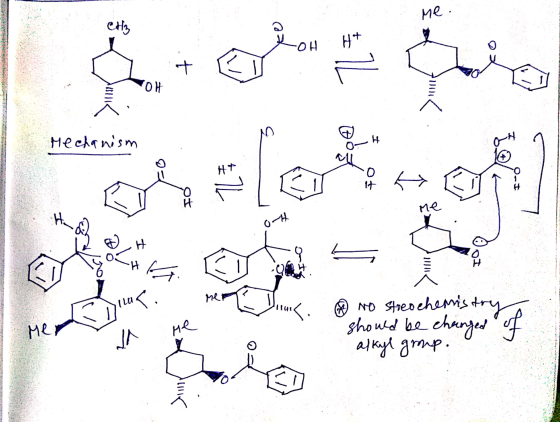 Me. CH3 OH Ht بیان نم في + TOH Mechanism H H+ it 67 o H Me oth H o al •H G. Mer 107. K Me не no streochemistry should be cha