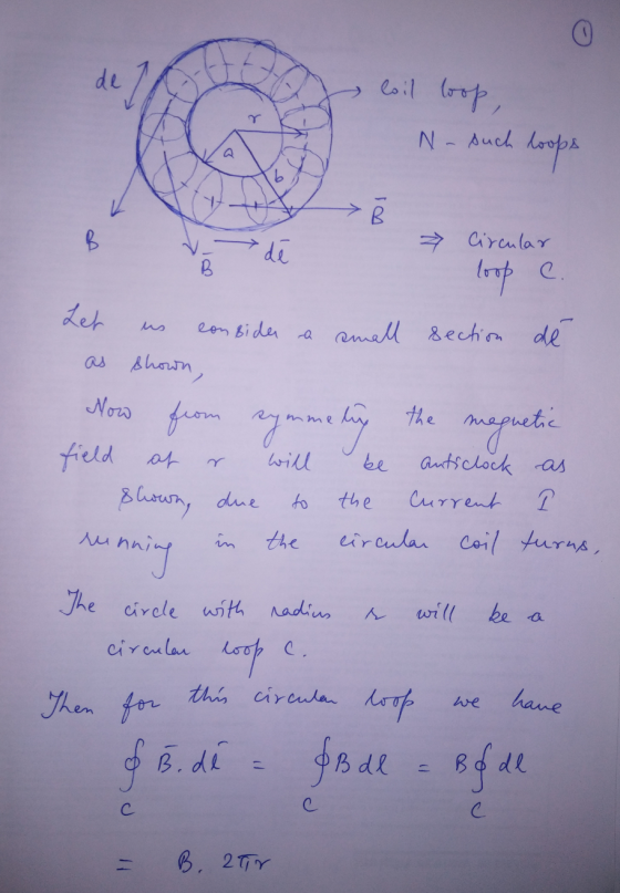 de Coil loop, 3 ws N - such loops b B » Circular d loop C. con Bidar a small section dé shown Let Now from symmeting the magn