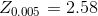 Z_{0.005} = 2.58