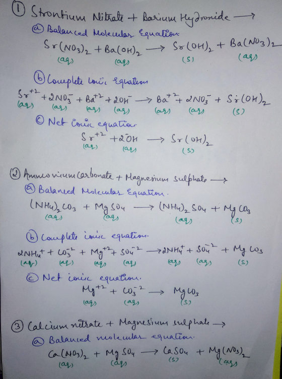 Strontium Nitrate + Barium Hydronide @ Balanced Molecular Equation Sr(NO3)2 + Ba(OH) So(OH)₂ + Ba(NO3)2 car cars (S) cags. (6