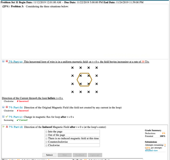 Problem Set 11 Begin Date: 11/12/2019 12:01:00 AM -- Due Date: 11/22/2019 5:00:00 PM End Date: 11/24/2019 11:59:00 PM (25%) P