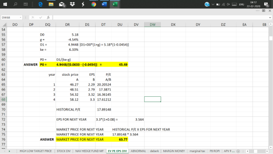 ? v L 1 04:12 ENG 22-02-2070 16 DW68 X fix DO DPDQ DR DS DE DU DVDW DXDY DZEA EB - DO 5.18 -4.54% 4.9448 [D1=D0*(1+g) = 5.18*