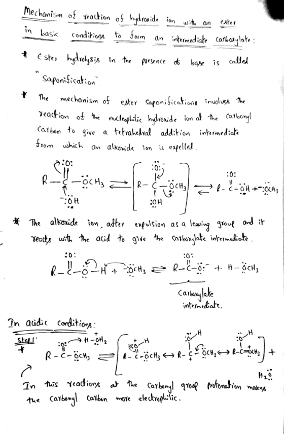 echanism ot a (rion of oride on with an ester in basic conditioon to form an ;水1medah (afhMylar; SaponiSicatio e mechonism o