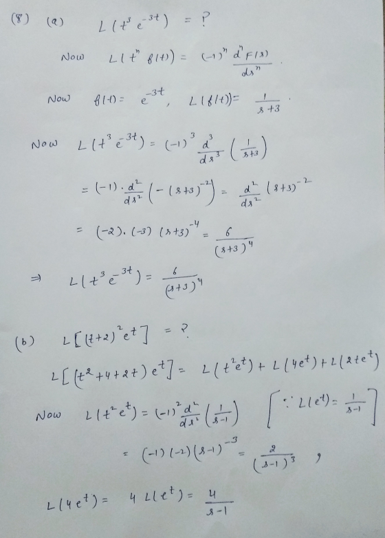 dan Now (8) (9) Llt - 3t) = ? Now Lit 814) = 65 d FUN! Now 811) eat, L18!!))= 543 Now Lit3+) = -13° 4 (1) = (- 19453) =