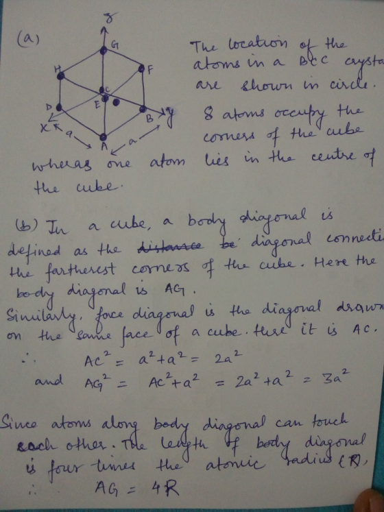 Xa The location of the atoms in a Bec crysta are shown in circle. By Satoms occupy the corners of the cube whereas one atom l