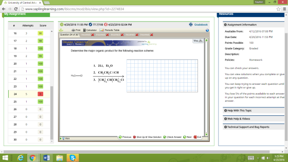Determine the major organic product for the follow