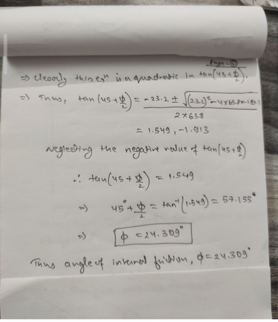 Pone > clearly thine is a quadratic in thn (4B + D). =) Tuus, tan lus + 4) = -23.2 + 123.92-4X 33.3K-18 2x63.8 = 1.549,-1.91