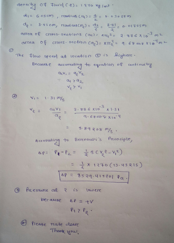 density of Fluid (8) = 1270 kg / m3. die G.05cm, reaclius Crabe 4. - 0.03025 m de = 3.51cm, recol ius cry) - 42 - 351 0.01755