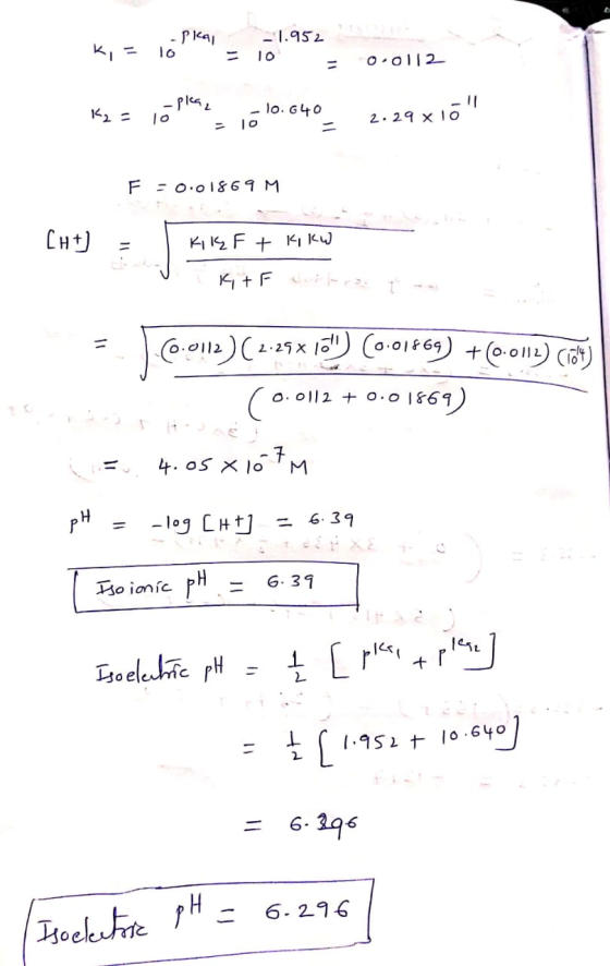 ki = Pkal 10 -1.952 = 10 = 0.0112 0112 K2= lo please 10 10.640 - Pics 10 lo. 640 10 2.29x10 2.29 xlo - F -0.01869M KiK F + K