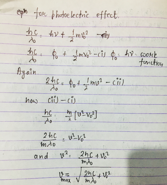 2 egn for photoelectric effect. ho, hot mv? - do hc. Pot Im Vol-cis o ho. work function fаіи. 2 hc. Pot Ime? - ciil how cii-c