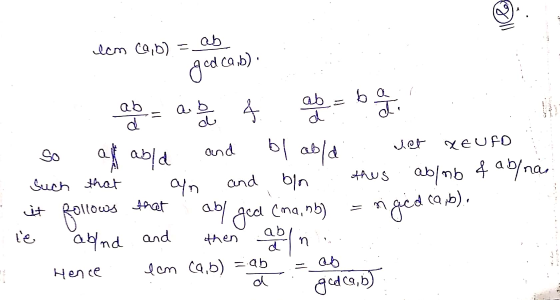 oll ab lcm (a,b) ged ca.b) ab a b 4 ab = b بان d blabla NEUFD vet and So al aold an thes such that and blor abl mb & ab/na ri