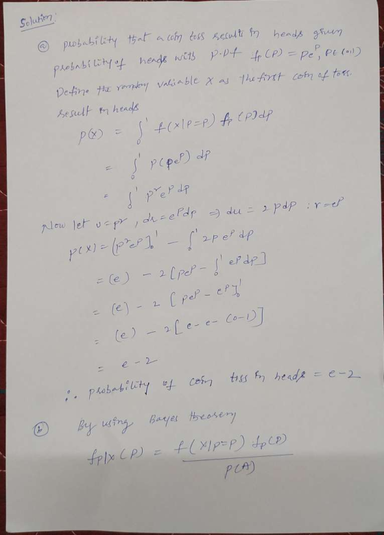 Solution @ probability that a coin toss result in heads green probability of heads with p.pt f (P) = pe, pt (1) Define the ro
