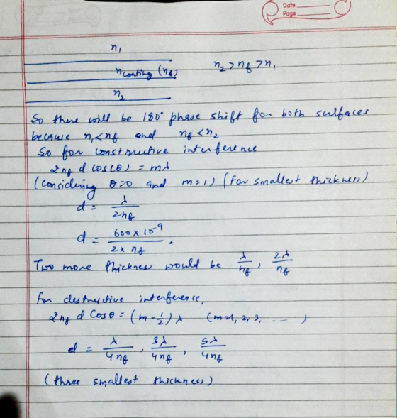 Data Page ni 27 nfon, couting (16) because n, nf So there will be 180° phase shift for both sulfaces. and nen, So for constru